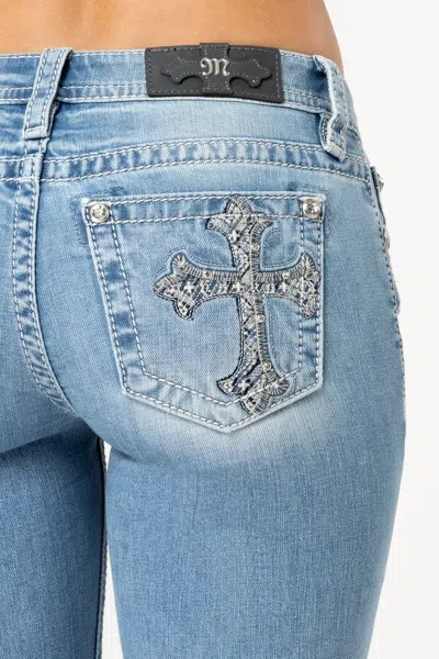 Miss Me Rebel With A Cross Bootcut Jeans In Light Wash