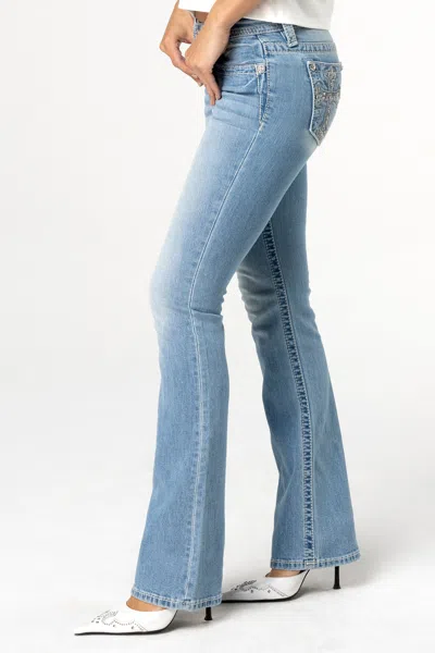 Miss Me Rebel With A Cross Bootcut Jeans In Light Wash