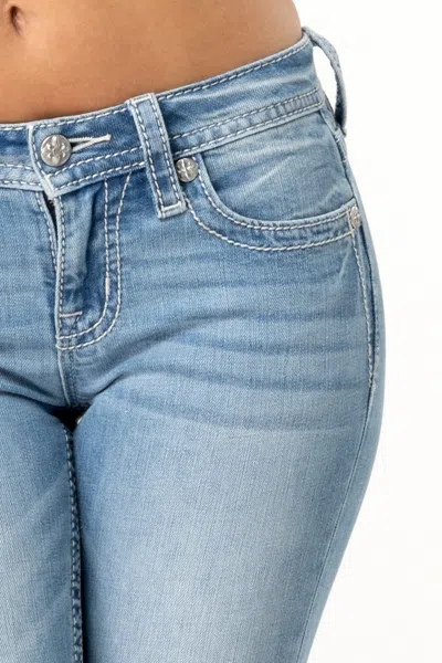 Miss Me Rebel With A Cross Bootcut Jeans In Light Wash