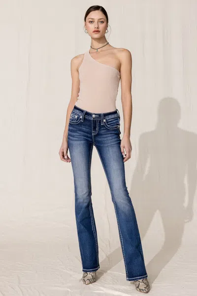 Miss Me Retro Insert Bootcut Jeans In Med/dark Wash