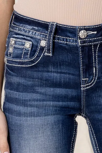 Miss Me Retro Insert Bootcut Jeans In Med/dark Wash