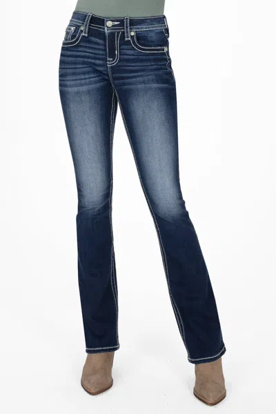Miss Me Rope & Boots Bootcut Jeans - 33 / 34" / Dark Wash In Dark Wash