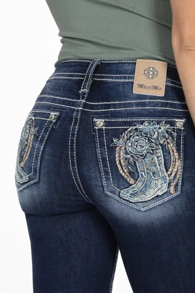 Miss Me Rope & Boots Bootcut Jeans - 33 / 34" / Dark Wash In Dark Wash