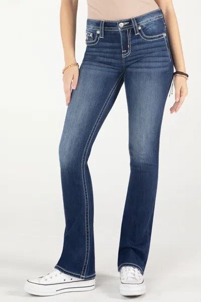 Miss Me Sequin Swirl Longhorn Bootcut Jeans In Med/dark Wash