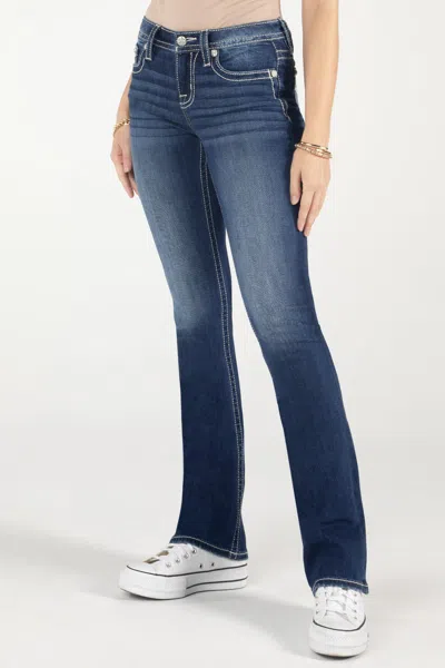 Miss Me Sequin Swirl Longhorn Bootcut Jeans In Med/dark Wash