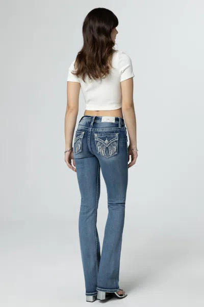 Miss Me Silver Angel Down Wings Bootcut Jeans In Medium Wash