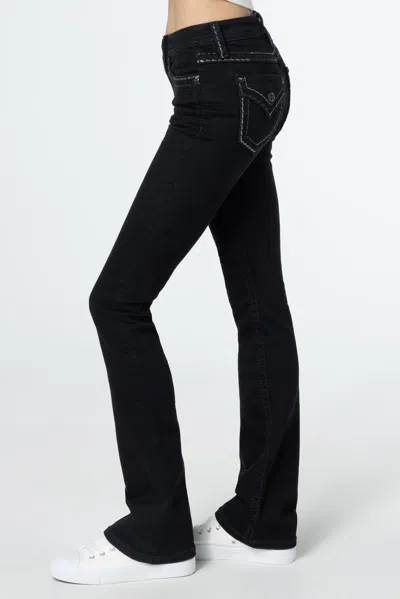 Miss Me Silver Metallic Classic Black Bootcut Jeans In Black