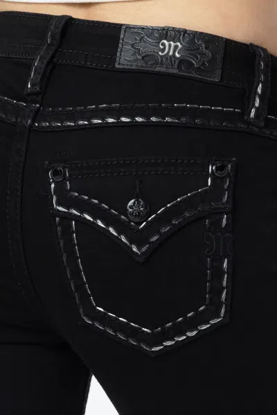 Miss Me Silver Metallic Classic Black Bootcut Jeans In Black