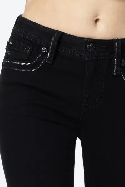 Miss Me Silver Metallic Classic Black Bootcut Jeans In Black