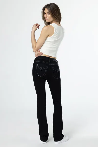 Miss Me Silver Metallic Classic Black Bootcut Jeans In Black
