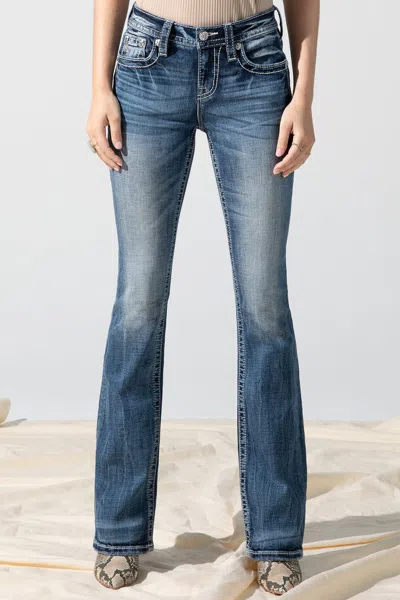 Miss Me Sky Aztec Bootcut Jeans In Vintage Blue