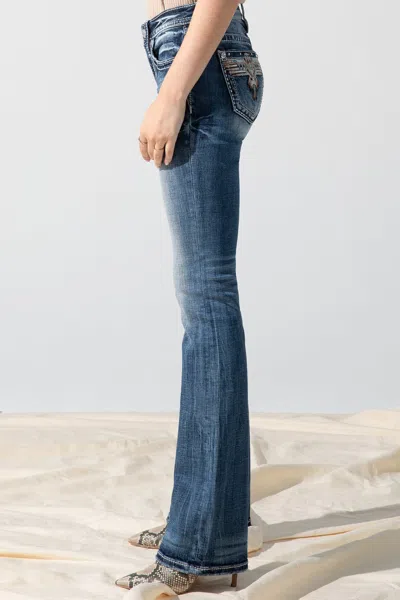 Miss Me Sky Aztec Bootcut Jeans In Vintage Blue