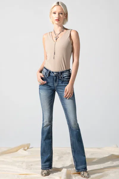 Miss Me Sky Aztec Bootcut Jeans In Vintage Blue