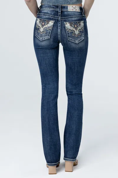 Miss Me Spring Bloom Slim Bootcut Jeans In Vintage Blue