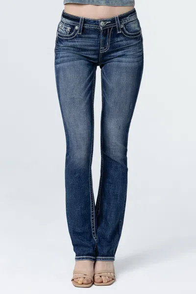 Miss Me Spring Bloom Slim Bootcut Jeans In Vintage Blue