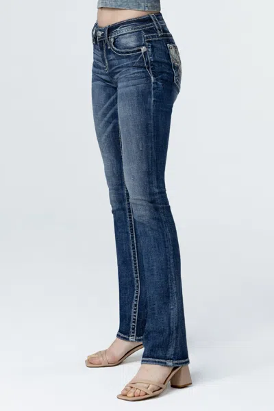 Miss Me Spring Bloom Slim Bootcut Jeans In Vintage Blue