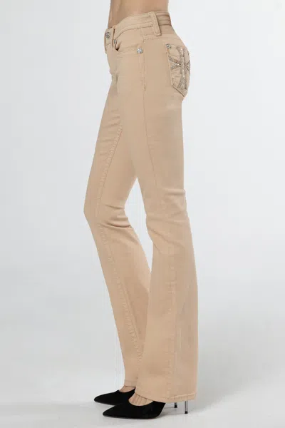 Miss Me Subtle Cross Bootcut Jeans In Beige