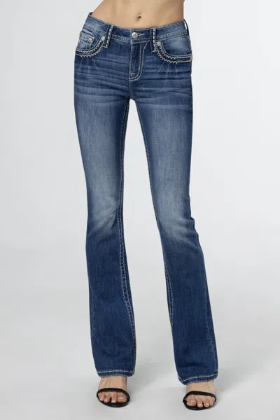 Miss Me Subtle Silver And Bronze Bootcut Jeans In Medium Wash