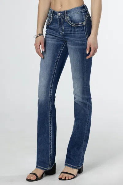 Miss Me Subtle Silver And Bronze Bootcut Jeans In Medium Wash