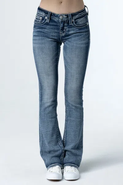 Miss Me Subtle Star Horseshoe Bootcut Jeans In Medium Wash