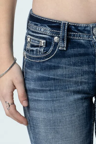 Miss Me Subtle Star Horseshoe Bootcut Jeans In Medium Wash
