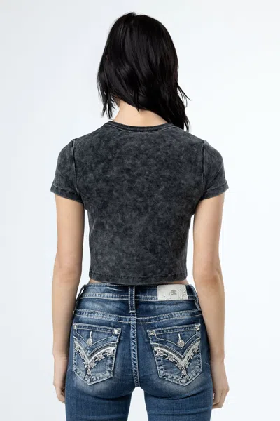Miss Me Subtle Wash Crop Tee In White