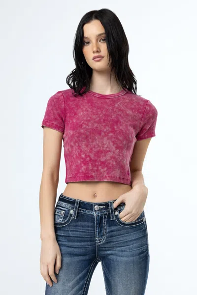 Miss Me Subtle Wash Crop Tee In White