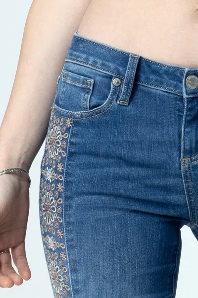 Miss Me Towering Floral Flare Jeans In Light Wash