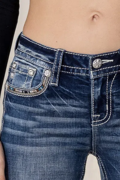 Miss Me Tribal Road Bootcut Jeans In Med/dark Wash