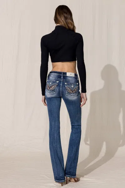 Miss Me Tribal Wing Bootcut Jeans In Vintage Blue