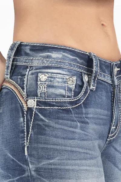 Miss Me Turquoise Aztec Faux Flap Bootcut Jeans In Medium Wash