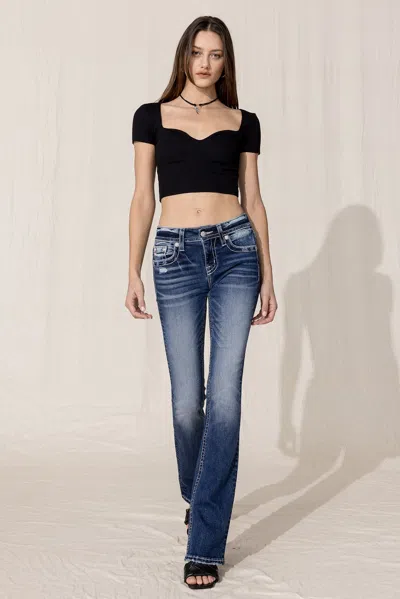 Miss Me U2 Horseshoe Bootcut Jeans In Med/dark Wash