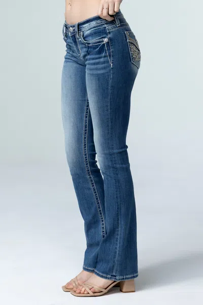 Miss Me Warm Wings Bootcut Jeans In Light Wash