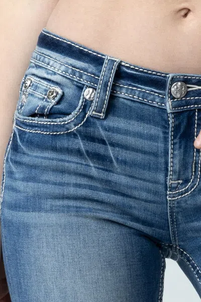 Miss Me Warm Wings Bootcut Jeans In Light Wash