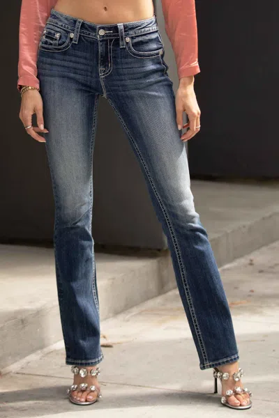 Miss Me Winged Spirit Bootcut Jeans In Med/dark Wash