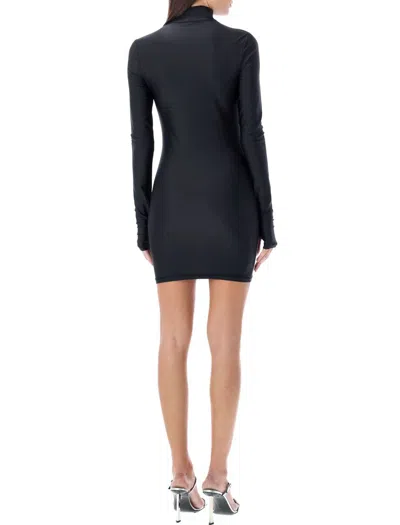 Coperni High Neck Fitted Jersey Mini Dress In Black