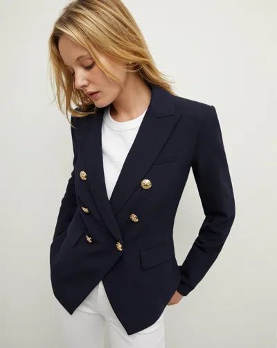 Veronica Beard Miller Dickey Double-breasted Grain De Poudre Blazer In Navy