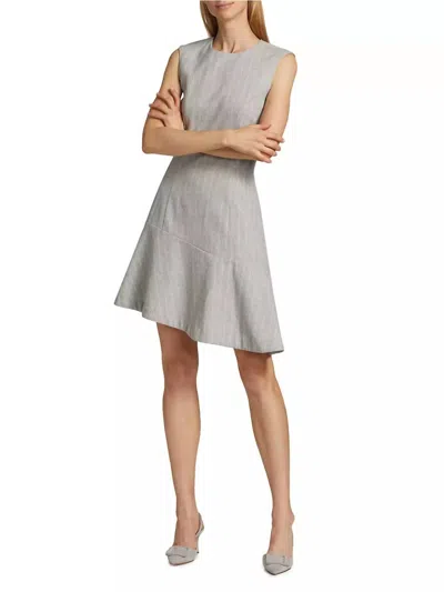 Derek Lam 10 Crosby Mei Sleeveless Asymmetrical Hem Dress In Grey/white In Multi