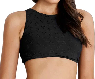 Seafolly Active Ladder Back Crop Top In Sea Black In Multi