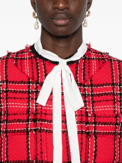 Msgm Checked Tweed Jacket In Red