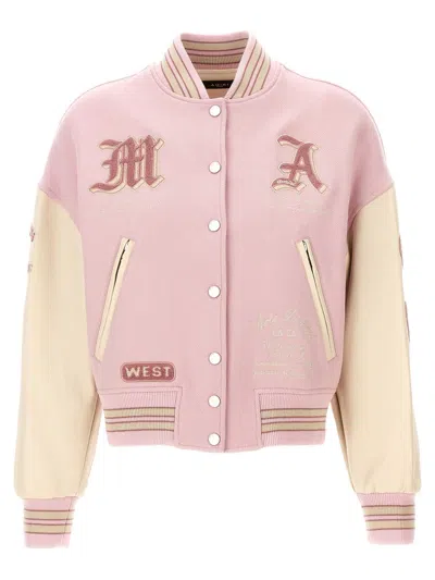 Shop Amiri 'dream Team Varsity' Bomber Jacket In Pink