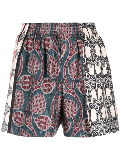 Erika Cavallini Silk Graphic-print Shorts In Multicolour