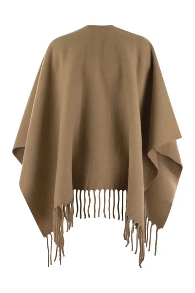 Fabiana Filippi Chic Wool Fringed Cape In Brown
