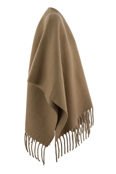Fabiana Filippi Chic Wool Fringed Cape In Brown