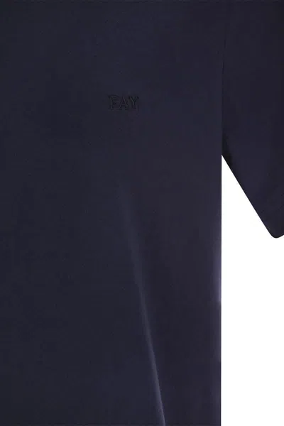 Shop Fay Cotton T-shirt In Navy Blue