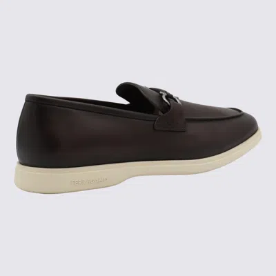 Ferragamo Buckle Loafers With Almond Toe And Metal Hardware In Brown