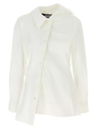 Jacquemus Pablo Asymmetric Button-up Shirt In White