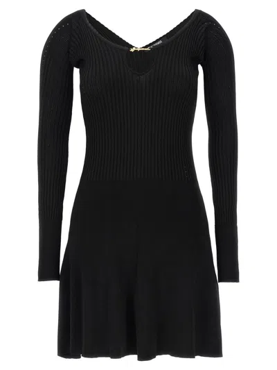 Jacquemus Womens Black Logo-plaque Slim-fit Knitted Mini Dress In Black