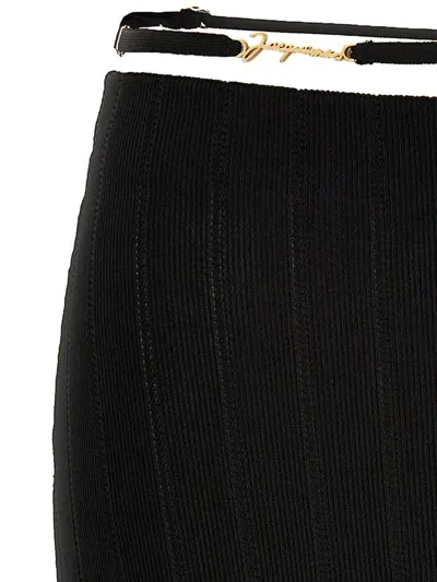 Jacquemus La Jupe Pralu Ribbed-knit Midi Skirt In Black