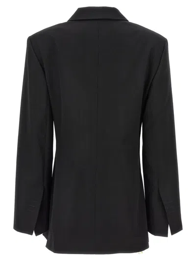 Jacquemus Tibau Asymmetric Double-breasted Grain De Poudre Wool Blazer In Black